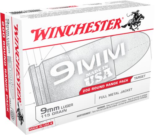 9mm Luger 115 Grain FMJ Ammunition - 200 Rounds