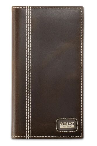 Men's Triple Stitch Leather Rodeo Work Wallet in Brown