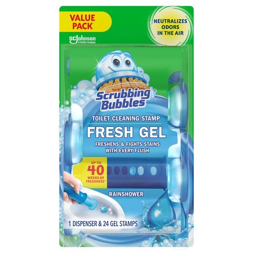 Fresh Gel Toilet Bowl Cleaning Stamps - 1 Dispenser with 24 Gel Stamps