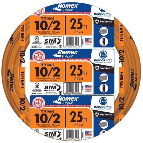 10/2 CU Romex SIMpull Copper Type NM-B Cable with Ground Building Wire