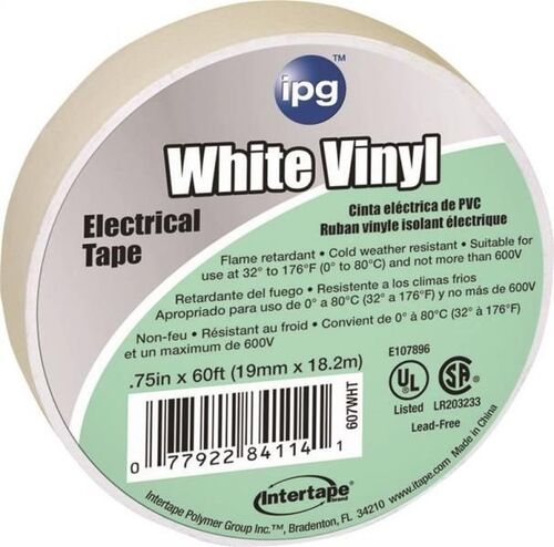 Vinyl Electrical Tape in White - 75" x 60'