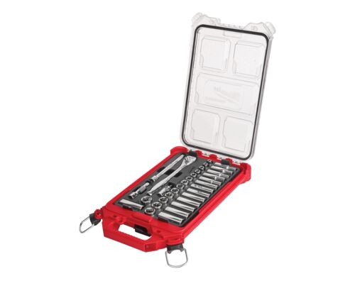 3/8" Drive 32-Piece Ratchet & Socket Set with PACKOUT Low-Profile Compact Organizer - Metric