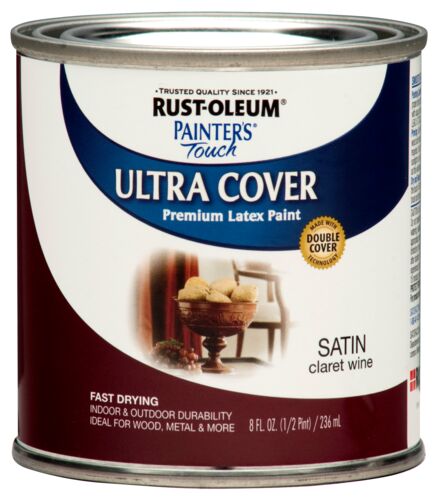 Painter's Touch Ultra Cover Prmium Latex Paint in Satin Claret Wine - 1/2 Pint