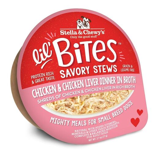 Lil' Bites Savory Stews Chicken & Chicken Liver Dinner in Broth Wet Dog Food - 2.7 oz