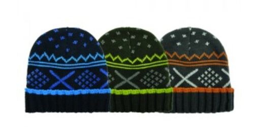 Boy's Fairisle Acrylic Knit Cuff Hat - Assorted