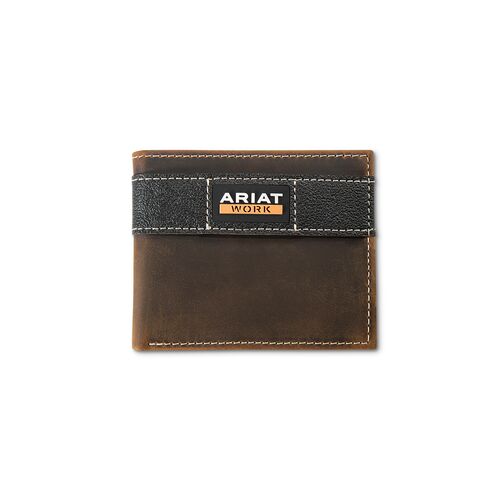 Men's Bifold Leather Brown Work Wallet in Brown