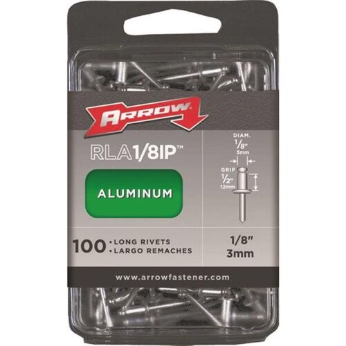 1/8 In Dia X 4 In L,  Aluminum Long Pop Rivet