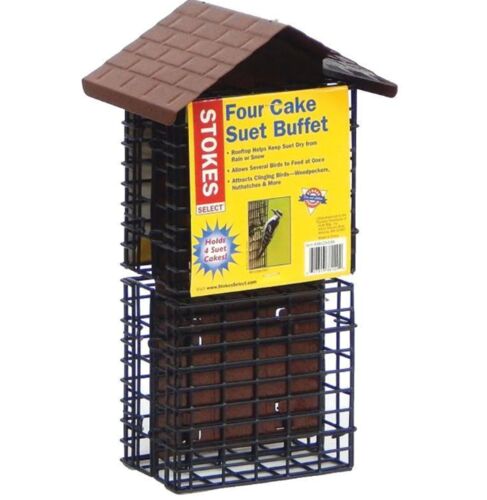 4-Cake Suet Buffet Bird Feeder with Metal Roof