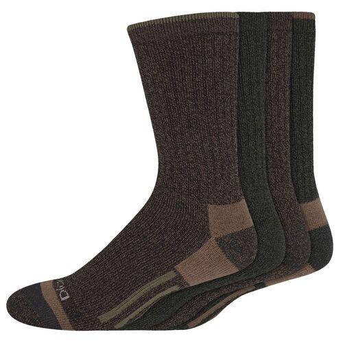 Men's 4-Pack Merino Wool Blend All-Season Crew Socks in Brown/Green