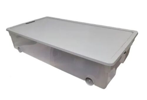 56 Quart Latching Storage Tote in Clear/Gray