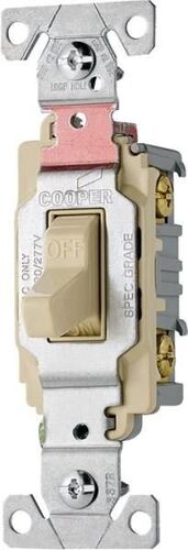 120/277 VAC, 20 A 1 Pole Lighted Toggle Switch Ivory