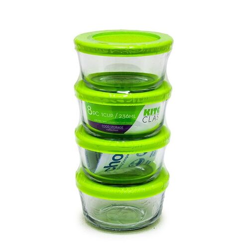 8 Piece 1 Cup Round Glass Storage