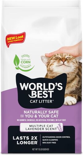Multiple Cat Lavender Scented Natural Corn Clumping Cat Litter - 15 lb Bag