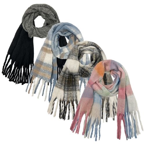 Women's Pop Color Fun Fringe Scarf - Assorted