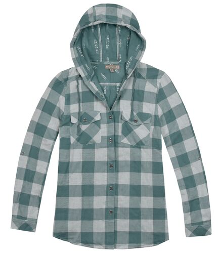 Women's Woven Plaid Hood Shirt