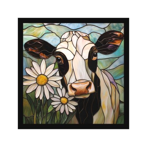 Cow Daisy Stained Glass Decor
