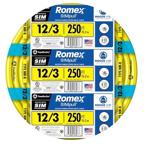 12/3 CU Romex SIMpull Copper Type NM-B Cable with Ground Building Wire