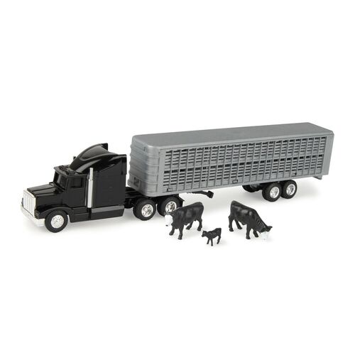 1:64 John Deere Livestock Cattle Semi with Black Cab & Cows