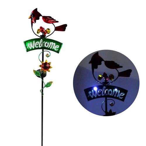 Cardinal Welcome Solar Garden Stake