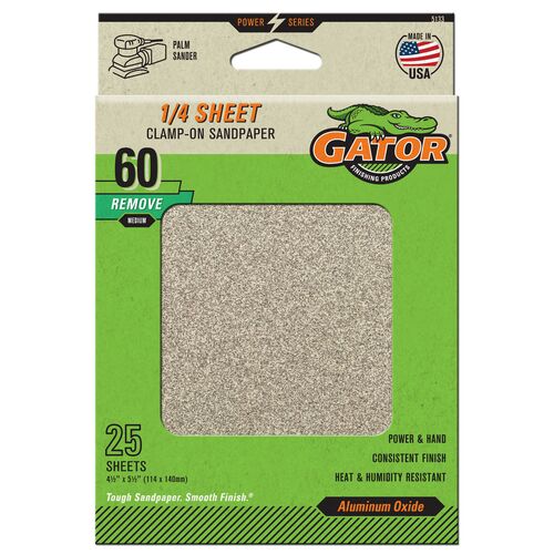 1/4 Sheet Clamp-On Sandpaper 25-Pack - 60 Grit