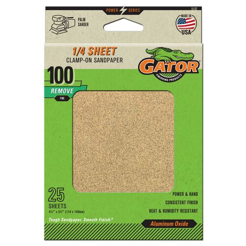 1/4 Sheet Clamp-On Sandpaper 25-Pack - 100 Grit