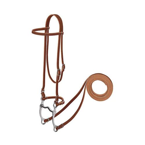 Horse Harness Leather Browband Bridle with Single Cheek Buckle - Dark Russet
