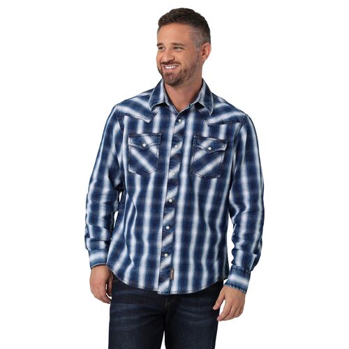 Men's Retro Premium Long Sleeve Western Snap Plaid Shirt