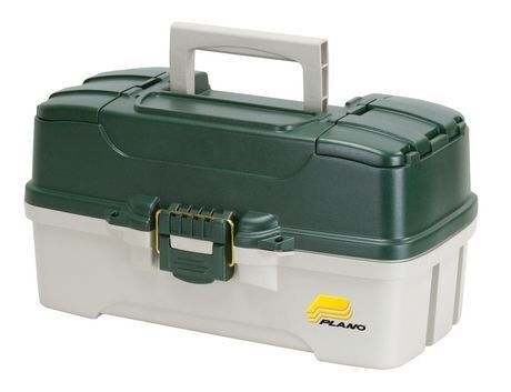 Metallic Green & Off-White Three Tray Tackle Box