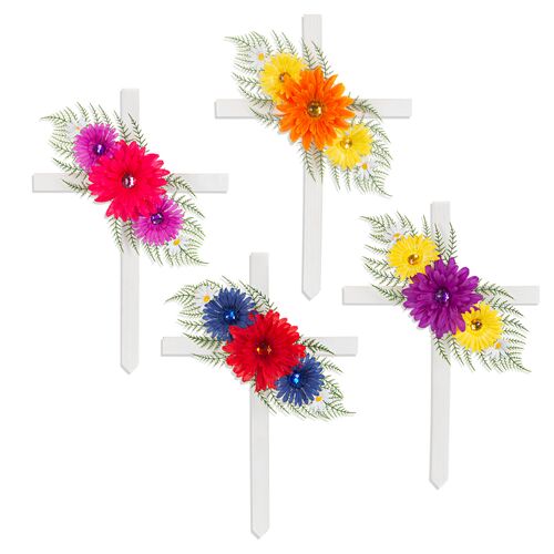 24" White Wood Memorial Cross - Assorted