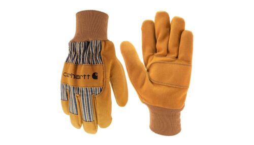 Insulated Suede Knit Cuff Gloves