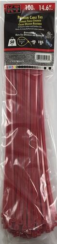 14.6" Standard Duty Cable Ties in Red - 100/pk
