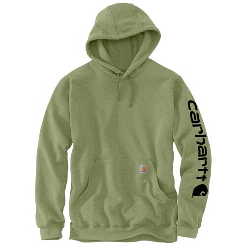 Loose Fit Midweight Logo Sleeve Graphic Hoodie in Chive Heather