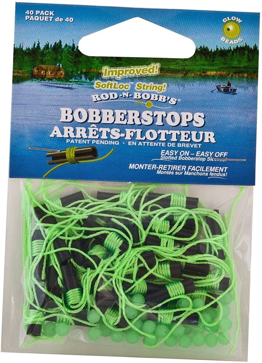 Rod-N-Bobbs Fishing Bobber Float Stops with Glow Beads 40Pk Chartreuse