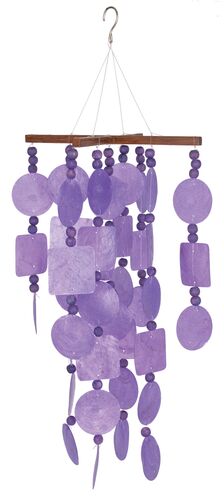 Purple Capiz Chime with Wood Beads