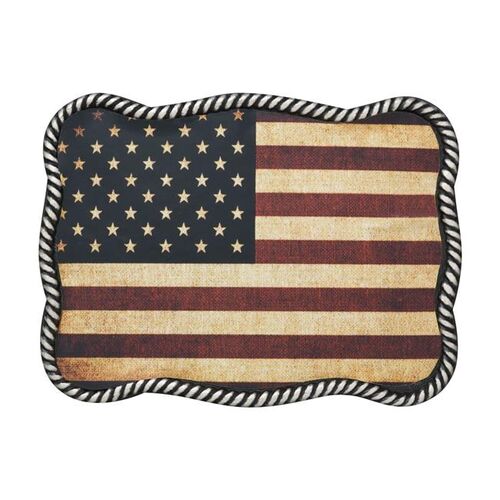 Men's Rectangular USA Flag Belt Buckle