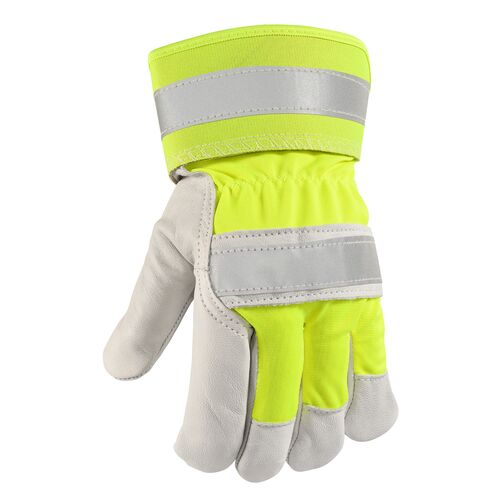 Men's Hi-Visibility Leather Palm Work Gloves