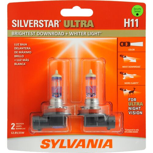 H11 SilverStar Ultra Halogen Headlight Bulb - 2 Pack