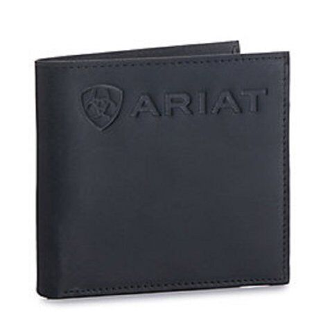 Men's Embossed Logo Bifold Wallet in Black