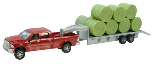 Case Ram Pickup Truck with Trailer & Hay Bales