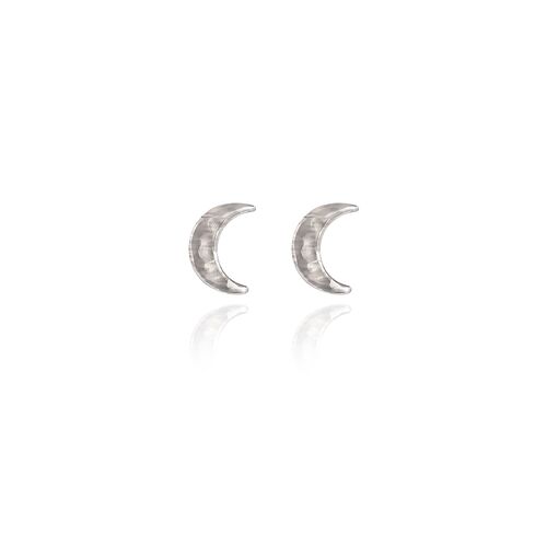 Silver Quarter Moon Post Earring