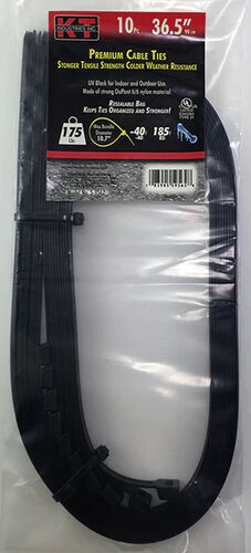 36.5" Extra Heavy Duty Cable Ties in UV Black - 10/pk