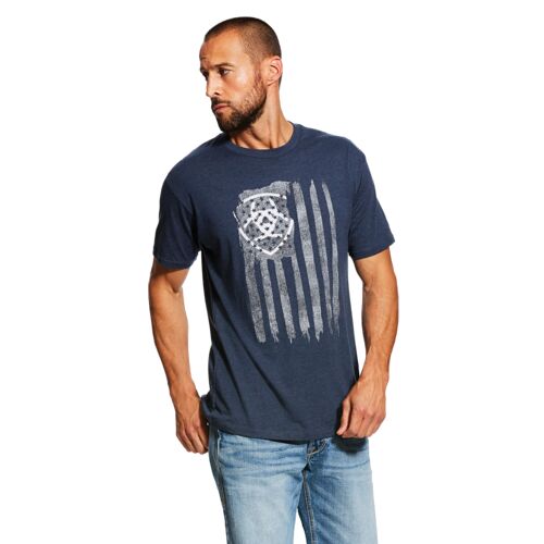 Men's Vertical Flag Short Sleeve T-Shirt in Navy