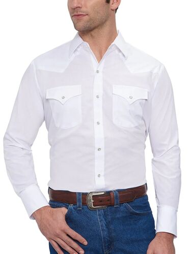 Men's Long Sleeve Solid Western Snap Shirt