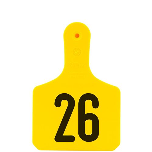 Y-Tags Calf #26-50 1-Piece Tags in Yellow - 25 Tags