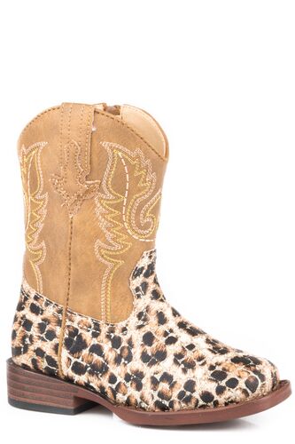 Toddler Leopard Print Glitter Vamp Boot