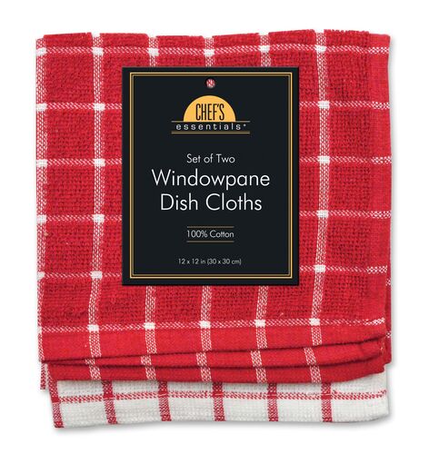 Set Of 2 Red Window Pane Dish Towel