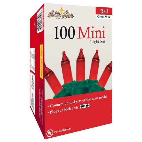 100-Count Mini Light Set in Red/Green Wire