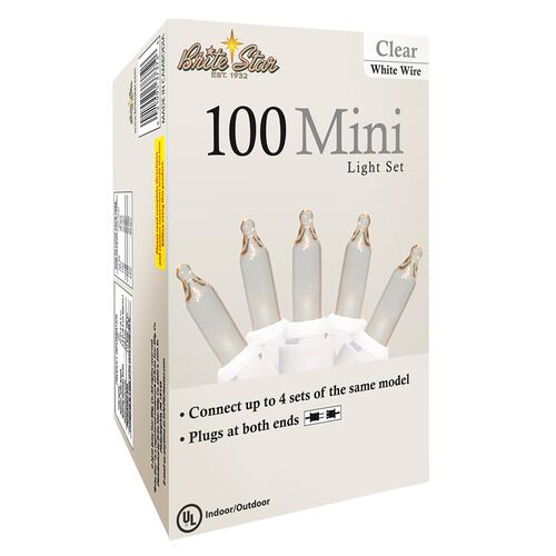 100-Count Mini Light Set in Clear/White Wire