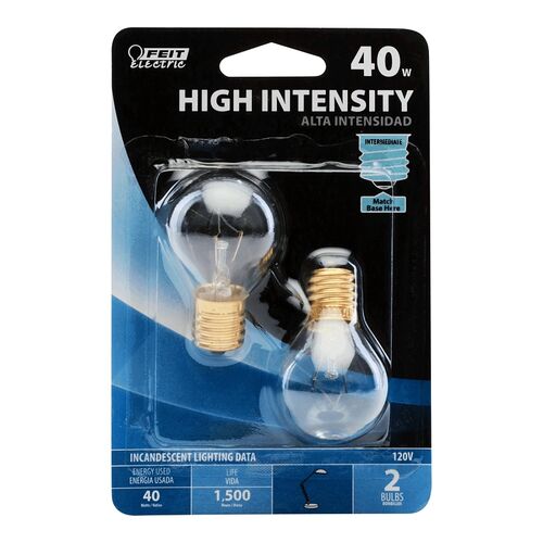 40W Soft White Globe Shape S11 E17 Base High Intensity Incandescent Light Bulb - 2-Pack