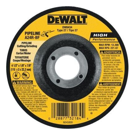 4.5 X 1/8 X 7/8"" Type 27 Metal Grinding Wheel